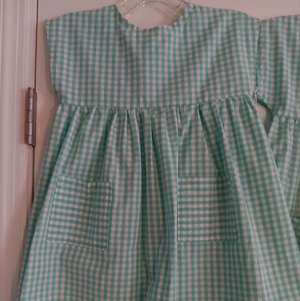 Girl's Size 4-6 Gingham Aqua Dress with American Girl Doll Dress
